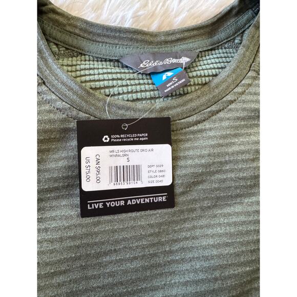 Eddy Bower Men's High Route Grid Air Long-Sleeve Crew small green nwt - Picture 3 of 5